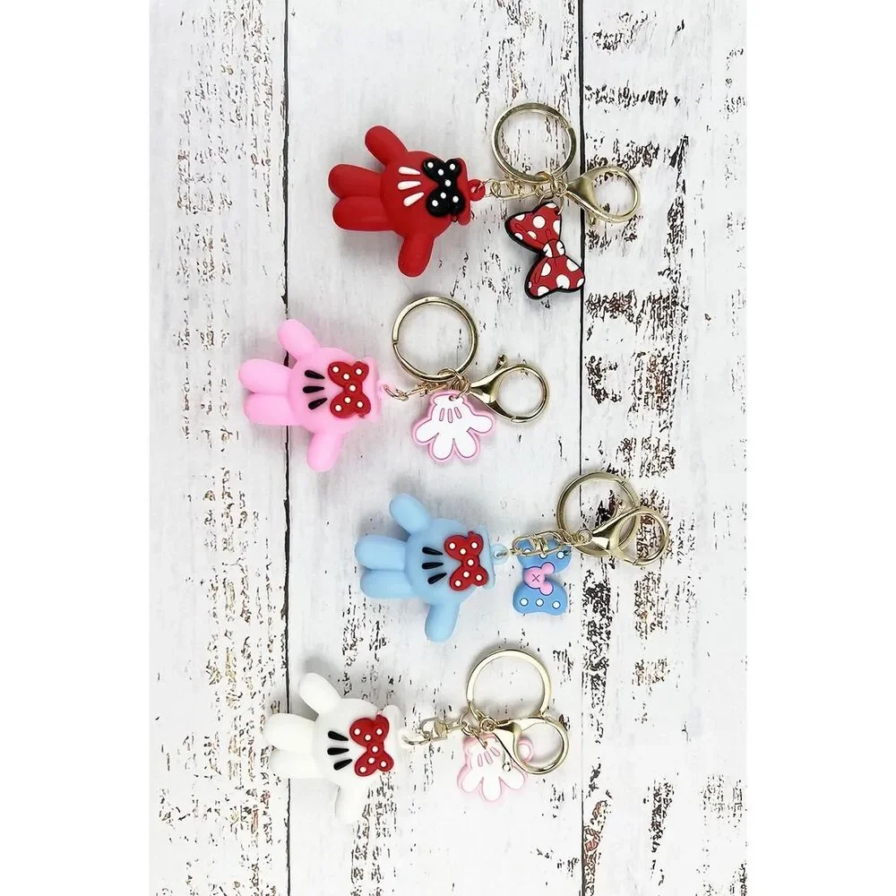 Adorable Minnie Mouse Hands Key Chain Purse Backpack Charm Keychain Choose Color